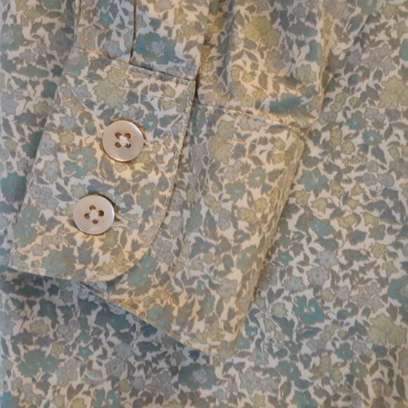 GAP  Shirt Women Small Green White Floral Print Long Sleeve Button Down - Picture 5 of 11